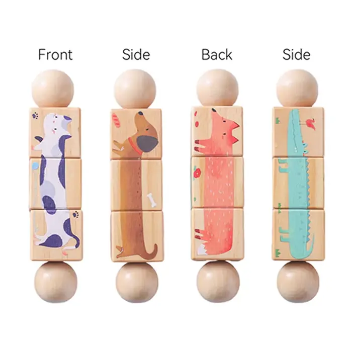 Bébé en bois rotatif Puzzle main cloche jouet bébé Mobile Musical hochet jouet Montessori Puzzle jeu