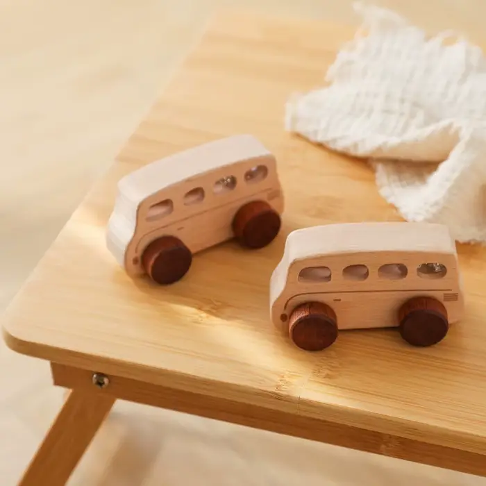 Jouets d'éveil en bois pour bébés 0-12 mois : Bus à billes roulantes