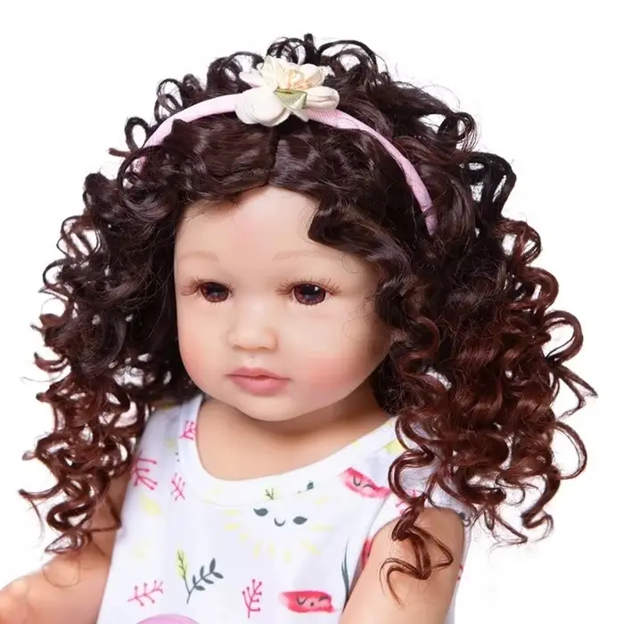 13 cheveux différents Style Silicone Reborn bébé poupée cheveux perruque longs bouclés brun doré che