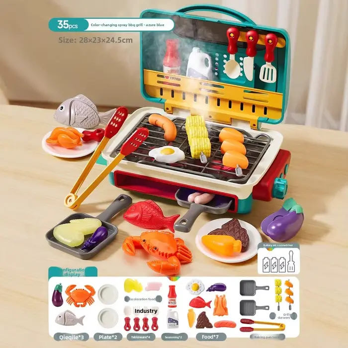 Four à griller électrique de simulation avec lumière et musique, jouet d'imitation pour enfants avec changement de couleur des aliments
