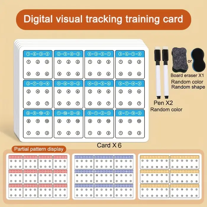 Carte de formation à la mise au point et à l'attention du suivi visuel, reconnaissance des couleurs 