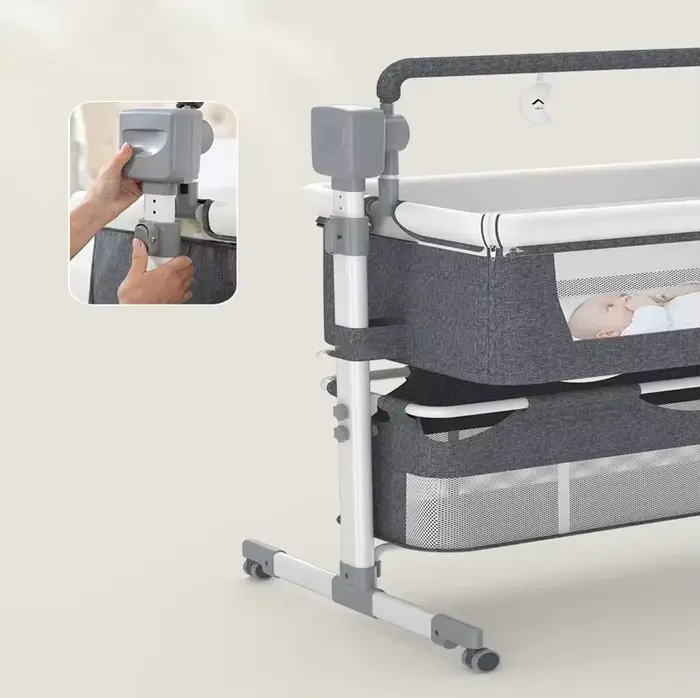 Berceau Électrique Portable pour Bébé avec Fonction Balancelle Automatique, Télécommande Bluetooth e