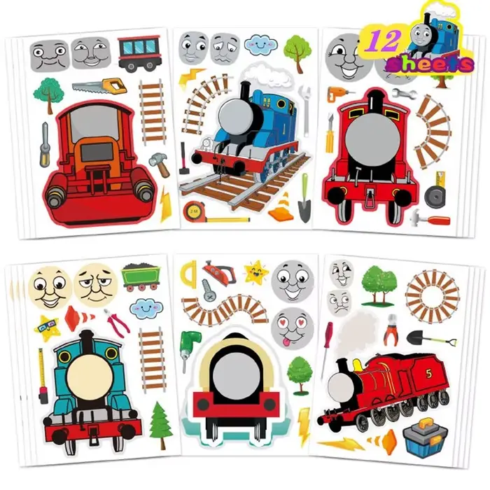 Autocollant Puzzle Thomas et ses amis, 12 pièces/lot, faites votre propre visage, jouets pour enfant