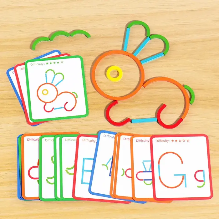 Bâtons et anneaux créatifs en bois, Puzzle, jeu d'intelligence, jouets éducatifs Montessori pour enf