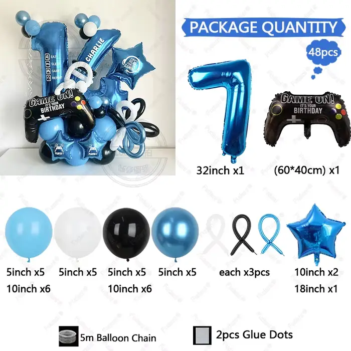 Ensemble d'anniversaire de jeu 48 pièces, adapté aux fêtes d'anniversaire, décorations de fête de je