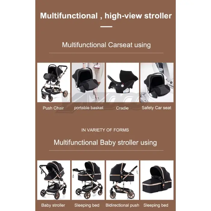 Poussette multifonctionnelle 3 en 1, poussette compacte pour bébés nouveau-nés, système de voyage co