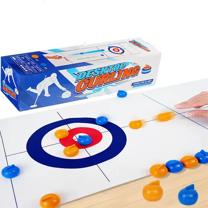 Jeux de société amusants en famille pour enfants et adultes : jeu de curling de table avec 8 rouleaux et rondelles de Shuffleboard!