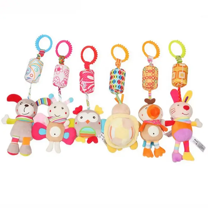 Hochets suspendus pour bébé, jouet d'apprentissage sensoriel doux, animaux en peluche, poussette, li