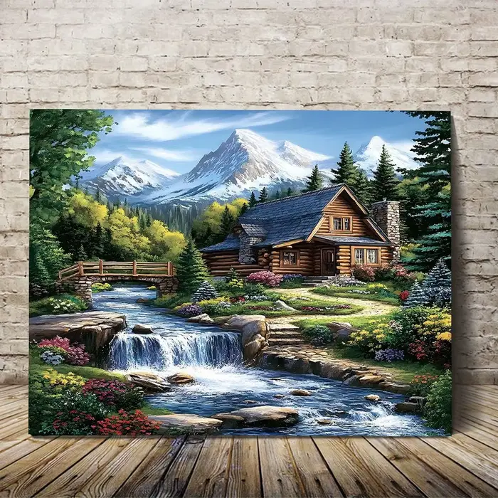 500/1000/1200/2000 pièces de puzzles pour adultes, puzzles de paysage avec cascade et pont en bois, 