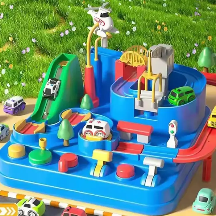 Jeu d'aventure sur rail de course pour enfants - Jouet interactif mécanique éducatif pour l'entraînement cérébral - Fusée spatiale et Anima