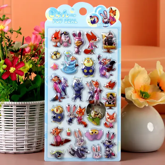 Autocollants en relief 3D Zootopia ensemble d'autocollants de film de dessin animé décorations de fête Zootopia fournitures d'anniversaire et cadeaux pour enfants occasion spéciale chambre d'enfant imagination création