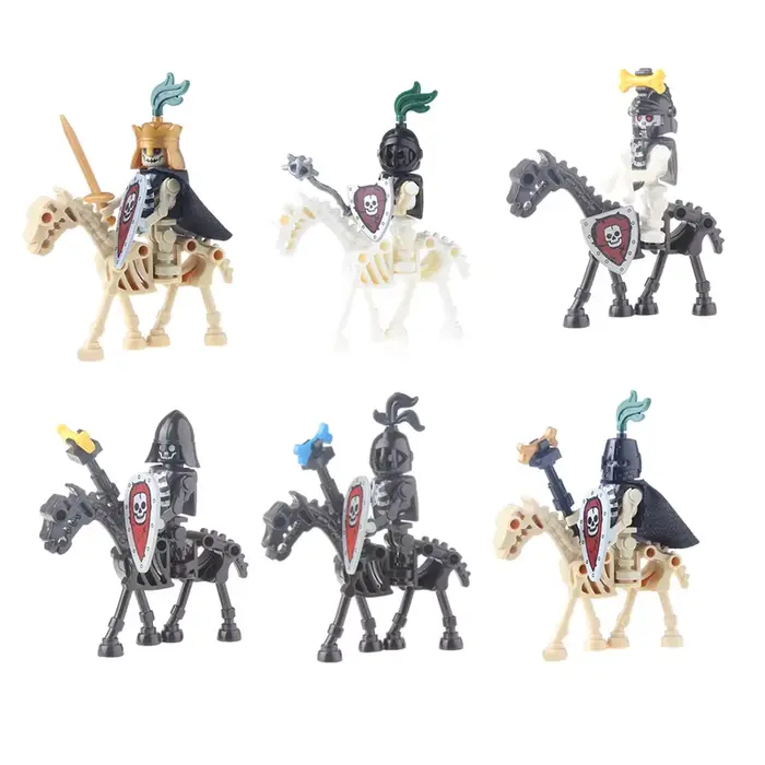 Squelette château médiéval chevalier guerriers horaires des animaux blocs de construction chanteur héros bricolage Collection jouet pour garçons cadeaux