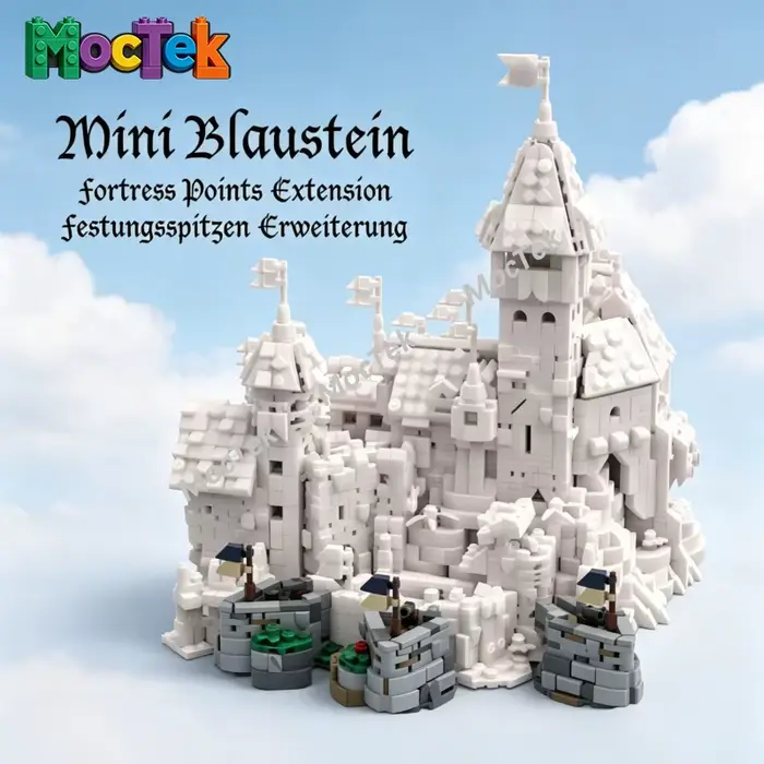 Set de blocs de construction Château Classique pour enfants, ancien fort, composants supplémentaires, briques de puzzle à assembler, fournitures pour scènes médiévales gris clair et vert clair