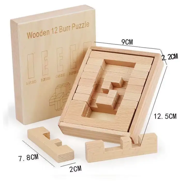 Nouveaux puzzles en bois à douze problèmes difficiles, casse-têtes pour adultes et enfants, entraîne
