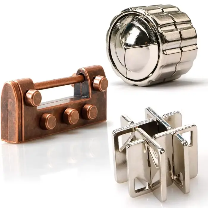 3 pièces très difficile casse-tête Puzzle métal IQ défi jeux jouets éducatifs pour enfants adultes Juegos De Ingenio Metalico