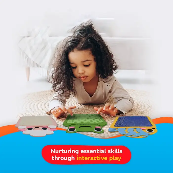 Tapis sensoriel sur le thème des animaux Montessori avec textures variées pour éveil tactile et relaxation enfant 3-6 ans