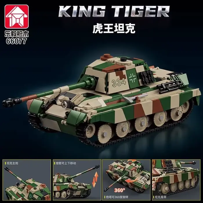 Blocs de construction Le Yi 66077, modèle de char Tiger King, véhicule de combat, jouet éducatif, ca