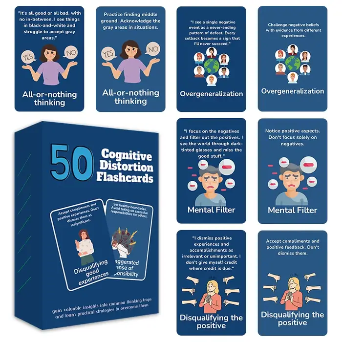 50 cartes flash pour améliorer les distorsions cognitives