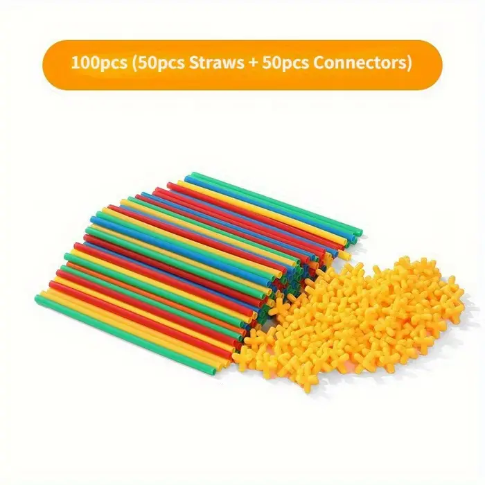Jouets en plastique imbriqués pour constructeur de paille, blocs de Construction à Tube fin d'ingéni