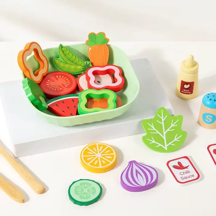 Ensemble de jouets de simulation en bois pour salade