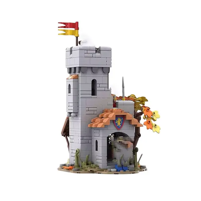 Jouet de construction MOC, modèle de point de contrôle de bordure de chevalier lion avec 471 pièces,