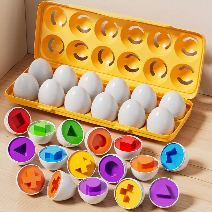Puzzle d'emoufs Intelligents Montessori pour Enfant de 2 Ans Jouet Sensoriel Couleurs Progressives Jeu de Triage Assressenti