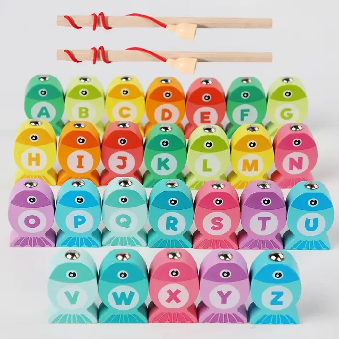 Jeu de pêche en bois pour enfants, jouets cadeaux, éducation précoce, Alphabet, jouets cognitifs num
