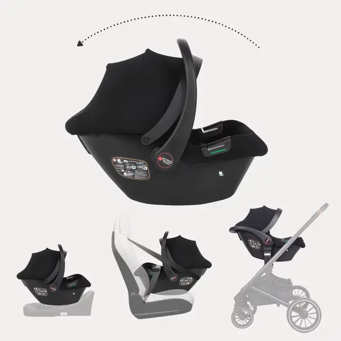 Siège auto pour bébé Babyvoyage noir avec base Isofix, protection solaire UPF45+, confortable, respi