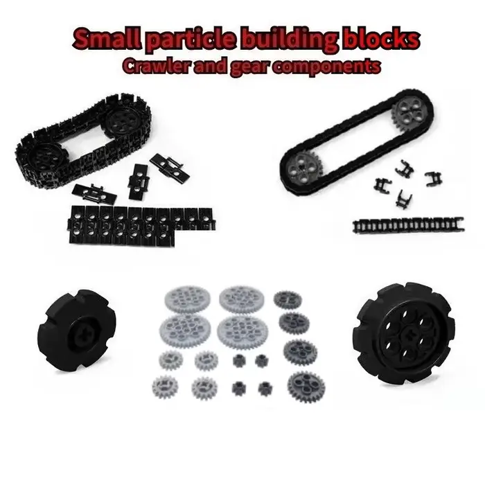 Blocs de puzzle éducatifs de petite taille, pelle à réservoir, convoyeur, pistes, chaînes, engrenages, pièces de jouets pour assemblage zéro, un cadeau pour garçons
