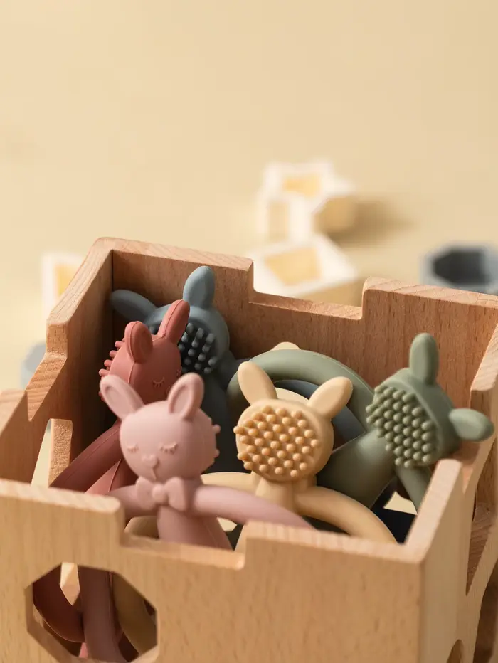 TeWindsor-Jouet de Dentition en Silicone pour Bébé, Lapin de Dessin Animé, Cadeaux pour Nouveau-Né, 