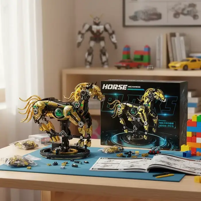 Ensemble de blocs de Construction d'animaux cheval mécanique 2025