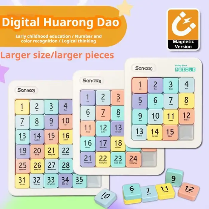 Jeu de puzzle magnétique à glissière avec chiffres 3x3 4x4 5x5