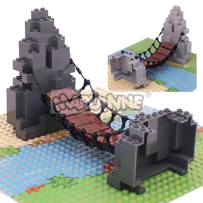 Marmine MOC blocs pont à tirage ensemble montagne Jungle forêt Construction briques