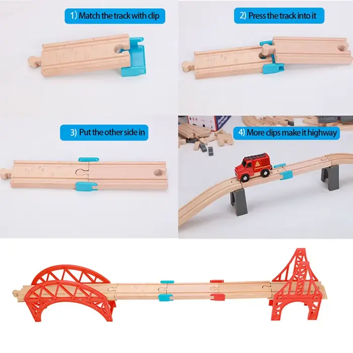 Connecteurs de voie ferrée en bois pour enfants matériaux durables construction créative et éducative occasions spéciales anniversaire Noël