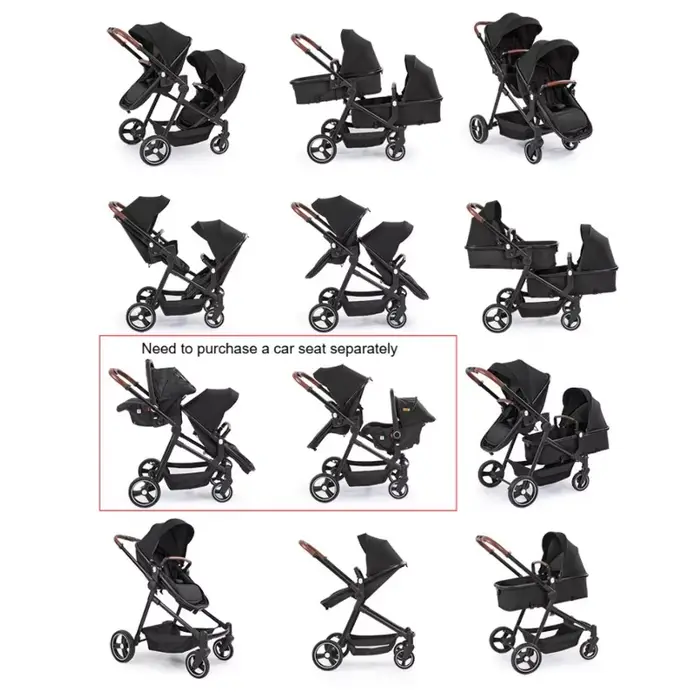 NOUVEAUX poussettes légères multifonctions pour jumeaux Poussettes pour deux enfants à bord landau 2