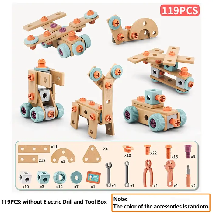 Ensemble d'outils pour enfants, Kit de jouets d'assemblage d'écrou de bricolage, outils de construct