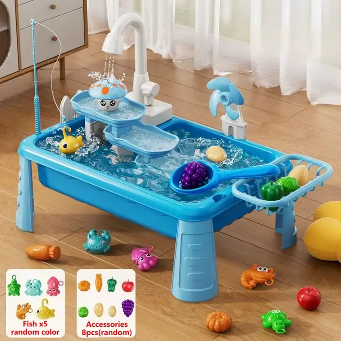 Table d'eau pour enfants avec évier, cuisine extérieure avec eau courante, jeux de pêche, table de j
