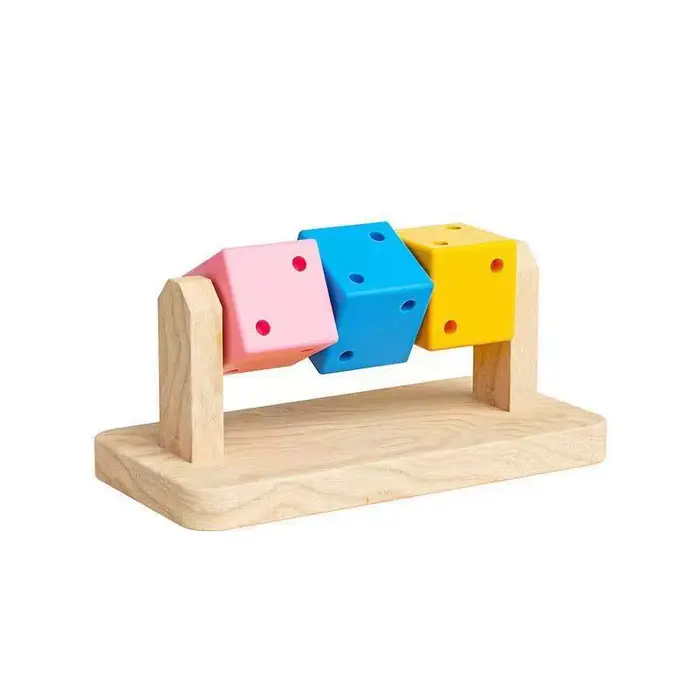 Jouet à mâcher interactif en bois coloré en forme de cube de Rubik, amusant pour soulager l'ennui de