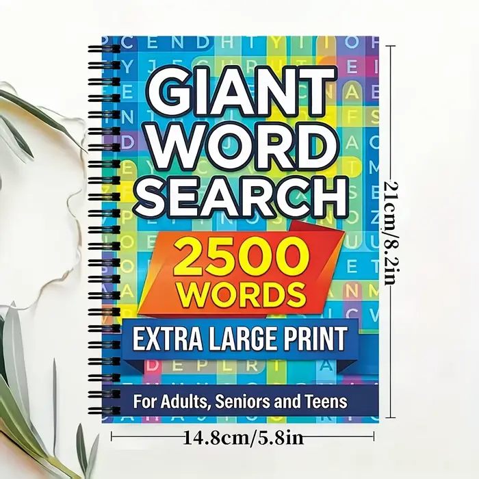 Livre de puzzles de mots géants à extra-larges caractères, 2500 mots pour adultes, seniors et adoles