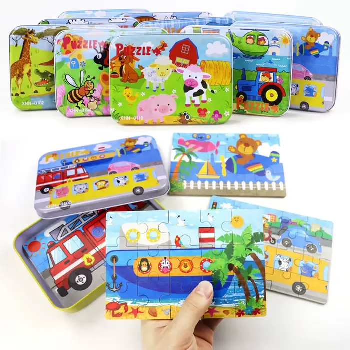 Puzzle en bois 4 en 1 pour enfants de la maternelle