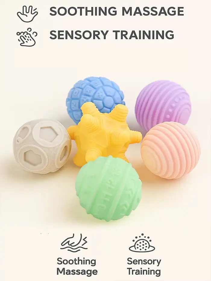 Balles sensorielles en silicone pour bébés 7-12 mois, éducation préscolaire Montessori, balle de jeu aquatique et de massage, bleu ciel ou or