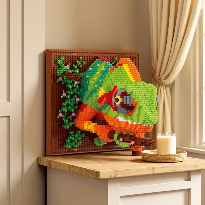 Jouet de bloc de construction caméléon