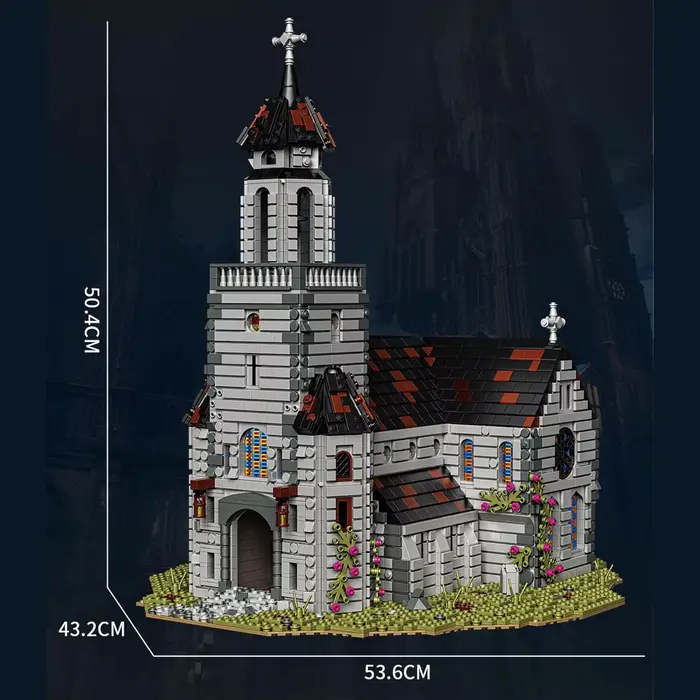 Blocs de construction d'église médiévale, modèle de vue sur la rue, jouets en briques, cadeaux de va