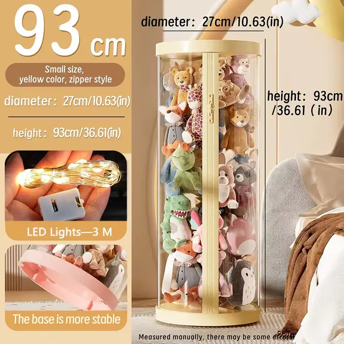 Boîte de rangement transparente pour poupée, jouet en peluche, Tube de rangement pour jouets, bacs à