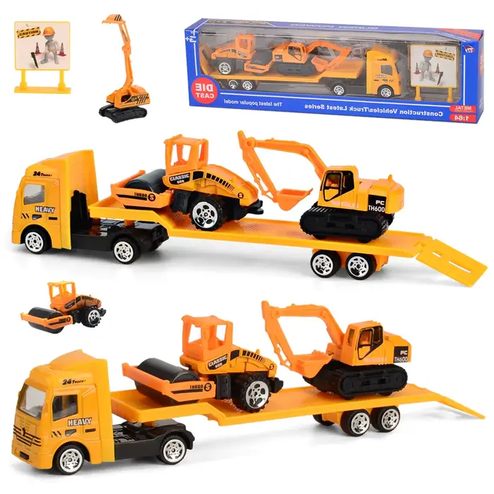 Mini jouet de camion de remorque, modèles d'hélicoptère de camion de véhicule de Construction en all
