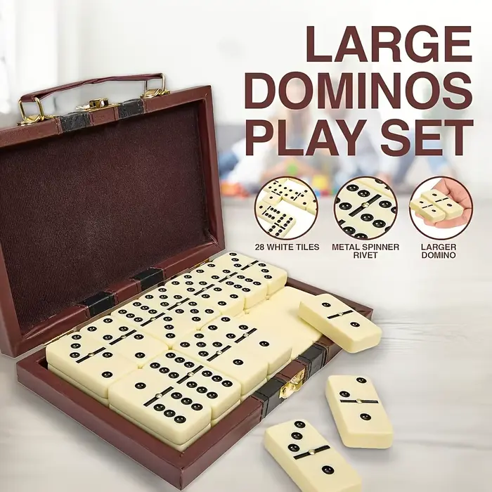 1 jeu de dominos classique, dominos double six de qualité supérieure, 28 tuiles épaisses blanches, j