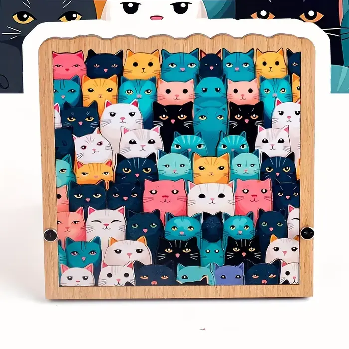 Puzzle en bois des chats de dessins animés 62 pièces cadeau original pour Noël anniversaire et occasions spéciales pour adultes et adolescents passionnés de dessins animés