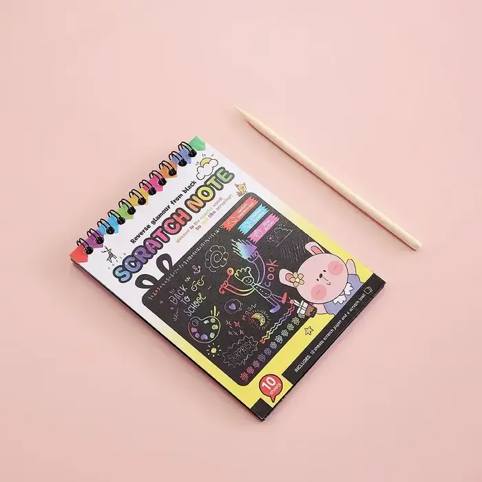 Livre de coloriage à gratter, Notes à gratter arc-en-ciel, papier de peinture magique avec stylo bât