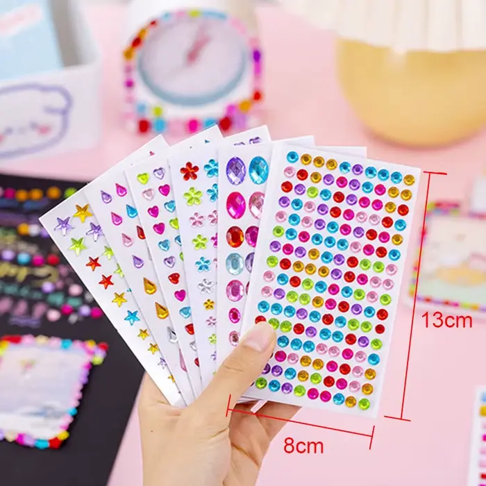 Autocollants 3D en cristal acrylique pour enfants, 1 à 6 feuilles, décoration auto-adhésive, artisan