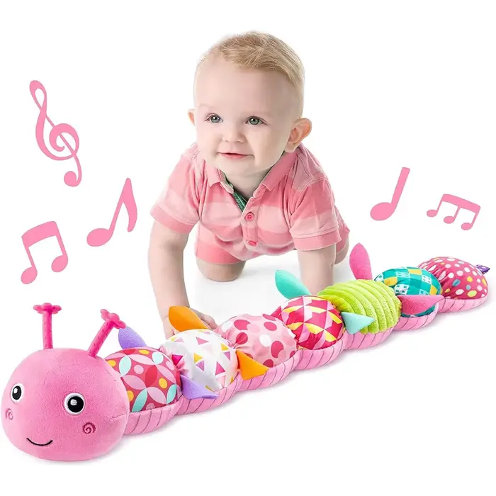 Jouet sensoriel pour bébé de 0 à 12 mois, peluche musicale en forme de chenille, jouet à bruit frois